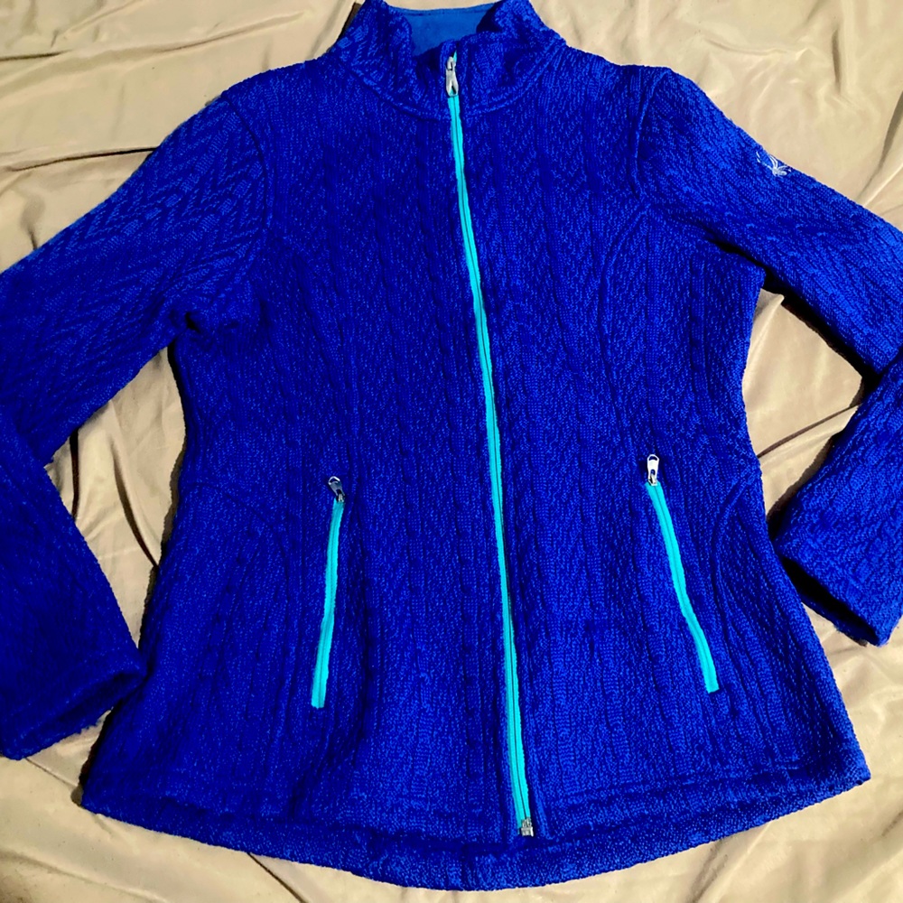 Spyder Blue Womens Zip Up Sweater
